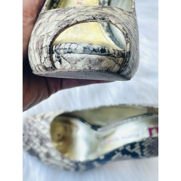 Elaine Turner Gloria High Heels Women’s Sz 6.5 Leather Python Peep Toe Shoe - Picture 8 of 12